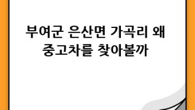 부여군 은산면 가곡리 중고차, 똑똑하게 사는 법! 🚗💨